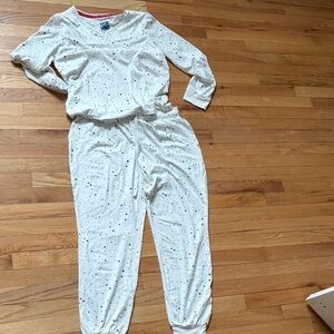 muk luks 2 piece pajama set womens medium stars print new